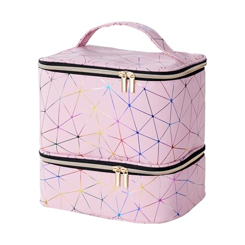 30 Flaschen Nagellack Organizer - Nail Supplies Organizer - Aufbewahrungstasche mit großem Fassungsvermögen für 30 Flaschen, stabiler Griff, Schwammtrennwände Po, Pink, Se référer au descriptif, Siehe von Generic