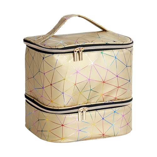 30 Flaschen Nagellack Organizer - Nail Supplies Organizer - Aufbewahrungstasche mit großem Fassungsvermögen für 30 Flaschen, stabiler Griff, Schwammtrennwände Po, goldfarben, Se référer au descriptif von Generic