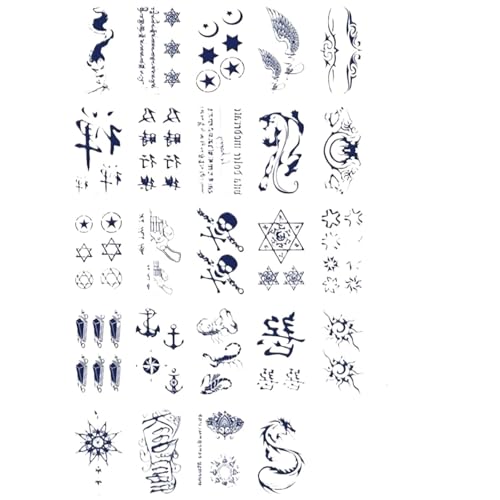 30 Stück gefälschte wasserdichte Tattoos for Frauen Männer Erwachsene Schädel Ring Flügel chinesische Buchstaben Tattoos von Generic