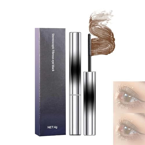 3D Curling-Wimperntusche mit Eisen,langanhaltende Wimpernverlängerungs, abwaschbare Mascara mit Metallstab, langanhaltende Volumen, wasserfest, wischfest (Brown,1PC) von Generic