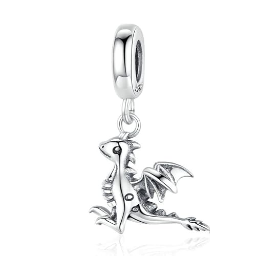 3D-Drachen-Anhänger, Charm-Anhänger, Sterling-Silber 925, Schmuck, Original-Charms, passend für Armband und Halskette, europäischer Schmuck von Generic