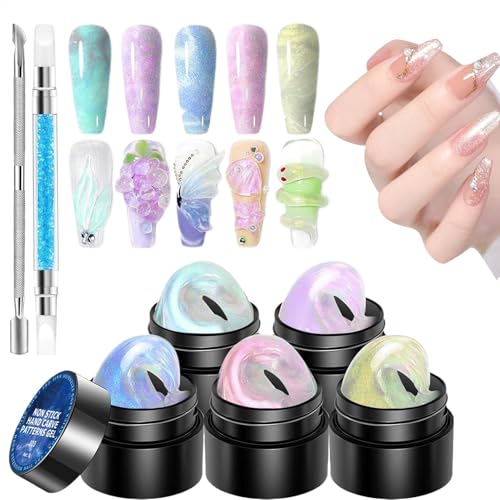 3D-Nagel-Skulptur-Gel, 5 Farben Builder Solid Builder Nageldesigns Gel Skulptur – Antihaft-Werkzeug-Set, Maniküre-Set mit Formstift 3D-Nagel-Skulptur-Gel, 5 Farben Builder Solid Builder Nageldesigns Gel Skulptur – Antihaft-Werkzeug-Set, Maniküre-Set mit Formstift von Generic