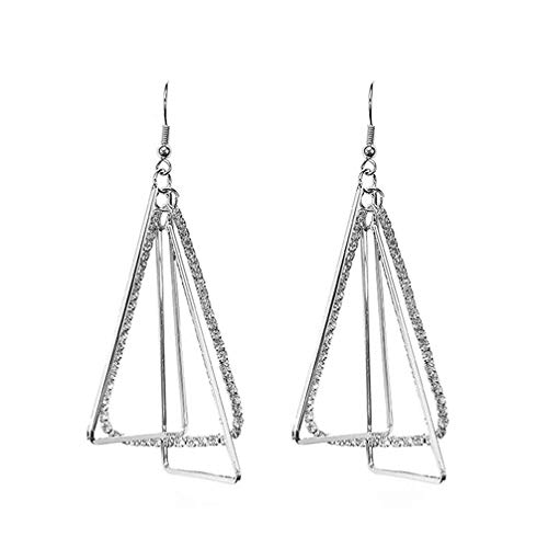 3D Pyramid Dreieck Piercing Ohr Tropfen für Frauen Schaukeln Schmuck Geschenk Farbe Silber Neu Released von Generic