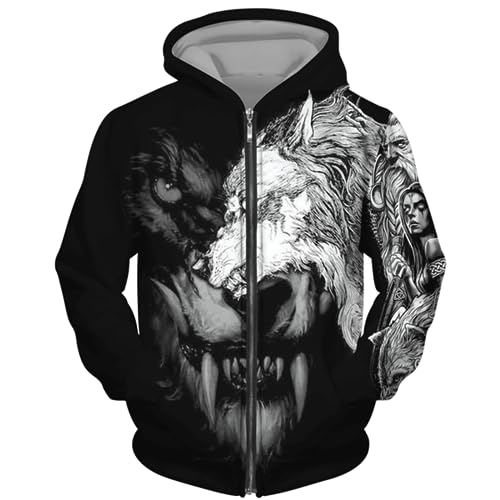 3D Wolf Druck Reißverschluss Hoodie Mode Herren/Damen Streetwear Jacke Mantel Unisex Casual Hip Hop Pullover Sweatshirt color6,M 3D Wolf Druck Reißverschluss Hoodie Mode Herren/Damen Streetwear Jacke Mantel Unisex Casual Hip Hop Pullover Sweatshirt color6,M von Generic