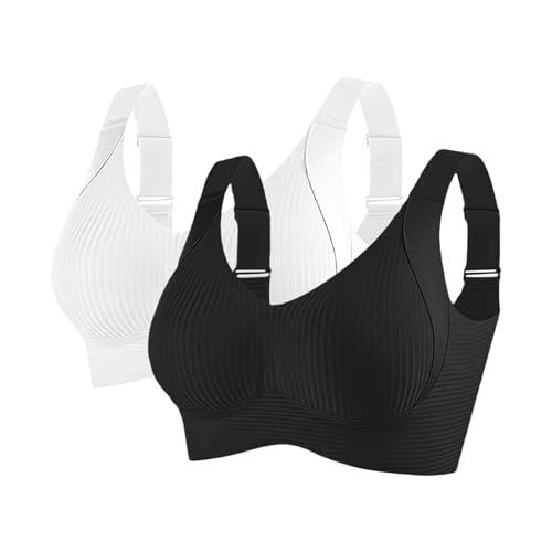 3Er Pack BH Damen Ohne Bügel - BHS Push Up Bra Nahtloser Bügelloser Vollschalen Bequem Starker Halt Sport-BH Verstellbar Büstenhalter Große Größen Bustier Breiten Trägern Unterwäsche von Generic