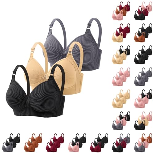3er Pack BH Damen Ohne Bügel Push Up Große Brüste Starker Halt Damen-BHS Weich Bequem Bustier Vollschalen Stützender BH Gegen Brustsenkung Klassische-BH Minimizer Bra Größe 36-50 von Generic
