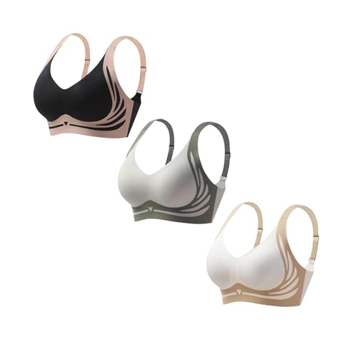3er Pack BHS Damen Ohne Bügel 𝗣ush Up Super Gather BH Wireless Seamless Sport Bügelloser Stütz BH Lifting Anti-Sagging Wireless Adjustable Keine Schlaffen Brüste Comfit BHS Nahtlos (Mint Green, L) von Generic