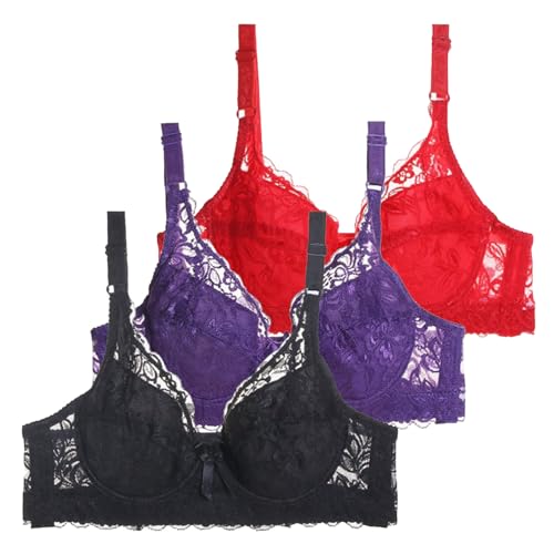 Generic 3er Pack BHS Damen mit Bügel Push Up BH Set Frauen Sexy Bustier Crop Top Sport-BHS Trainings-BH mit verstellbarem für Alltag Yoga Fitness Sport Outdoor Der Bequeme, Flexible Damen BH von Generic