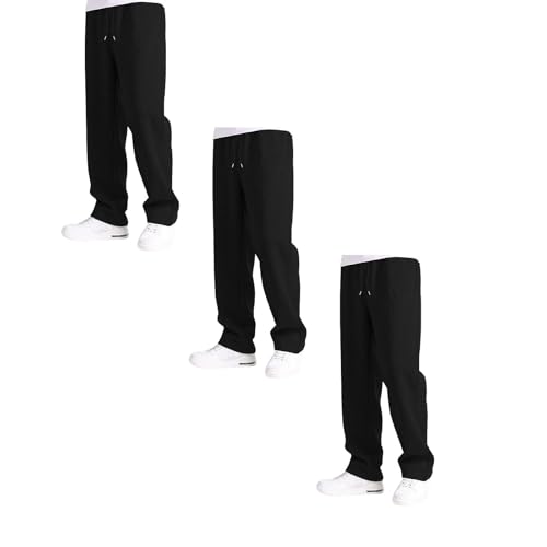 3er-Pack Jogginghose Herren Baumwolle Weite Jogginghose Baggy Sweatpants Elastische Taille Jogging Hose Freizeithose Laufhose Herren Sweathose Herren mit Taschen Track Pants Cargohose von Generic