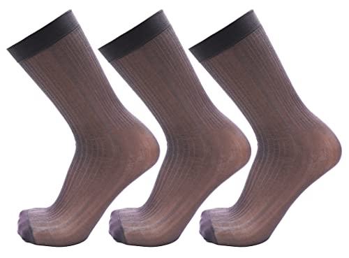 3er-Pack durchscheinende Herrensocken aus Nylon, Bean Grey (Stil 2), Einheitsgröße von Generic