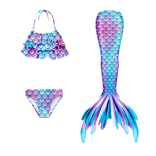 3er-Packung Mädchen Monoflossen Mit Ozean-Glitzer-Dekoration Cosplay Bikini Teenager MäDchen 2025 von Generic