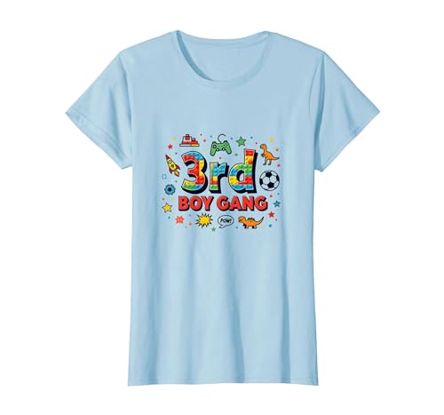 3rd Boy Gang: Verspieltes Abenteuer für Junge Entdecker T-Shirt, Damen, Himmelblau, XS von Generic