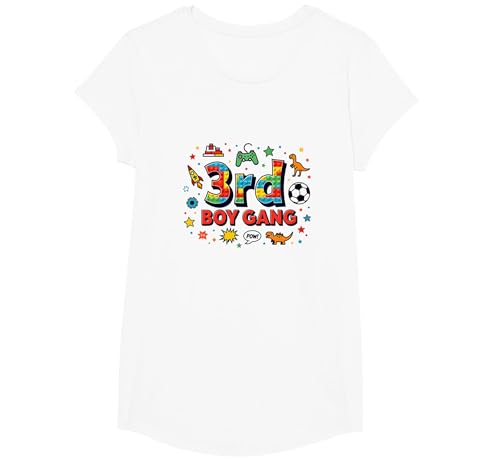 3rd Boy Gang: Verspieltes Abenteuer für Junge Entdecker T-Shirt, Girls, Weiß, XS 3rd Boy Gang: Verspieltes Abenteuer für Junge Entdecker T-Shirt, Girls, Weiß, XS von Generic