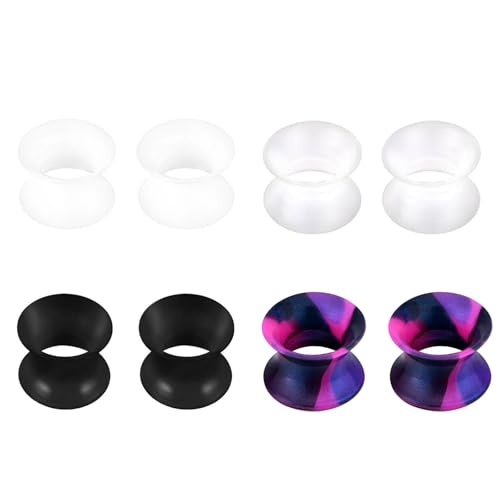 4 Paar Extra Weich Silikon Ohr Tunnel Plug, Silikon Flesh Tunnel Flexible Dünn Tunnels Plugs Double Flared Ohr Expander Piercing Schmuck für Männer Frauen, 3-25mm (Mischfarbe Set 2, 12mm) von Generic