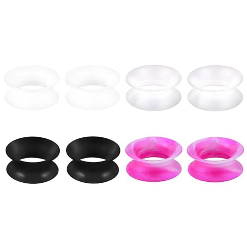 4 Paar Extra Weich Silikon Ohr Tunnel Plug, Silikon Flesh Tunnel Flexible Dünn Tunnels Plugs Double Flared Ohr Expander Piercing Schmuck für Männer Frauen, 3-25mm (Mischfarbe Set 1, 4mm) von Generic