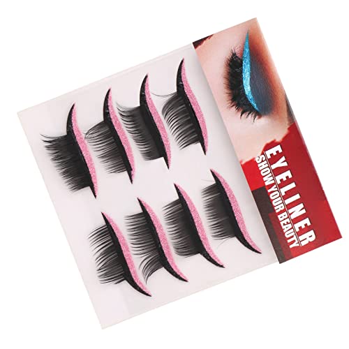 4 Paar Falsche Wimpern, Eyeliner-Wimpernaufkleber-Set, Wasserdichte Wiederverwendbare Wimpernaufkleber, Make-up-Beauty-Tool, Selbstklebendes Glitzerndes Eyeliner-Aufkleber-Set von Generic