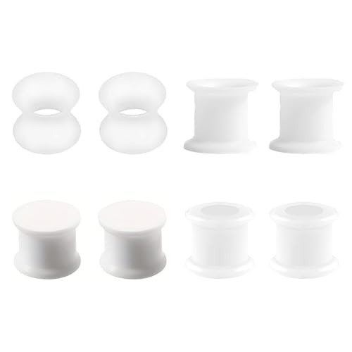 4 Paar Silikon Ohr Tunnel Plug, Extra Weich Silicone Flesh Tunnel Hart Silikon Tunnels Plugs Double Flared Expander Ohrstöpsel 3-25mm Ohrmesser Expander Piercing für Männer Frauen (Weiß, 14mm) von Generic
