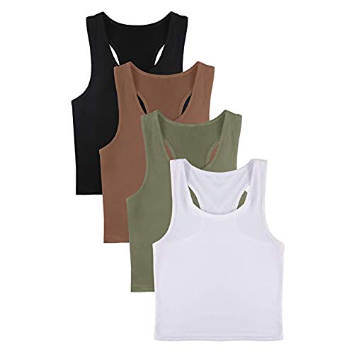 4 Stück Crop Tops Damen Basic Tank Tops Ärmelloses Racerback Crop Sport Baumwoll Top with Sommer Strickjacke für Damen Tanktops & Träger-Tops 4 Stück Crop Tops Damen Basic Tank Tops Ärmelloses Racerback Crop Sport Baumwoll Top with Sommer Strickjacke für Damen Tanktops & Träger-Tops von Generic
