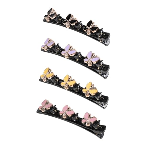 4 Stück Geflochtene Haarspangen für Zöpfe Vista Druck Kreative Haarclips Mode Geflochtene Haarclips mit 3 kleinen Clips für Frauen von Generic