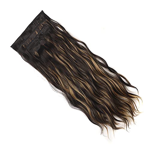 4 Teile/satz 22 Zoll Synthetische Wasserwelle Haarspange In Langen Gewellten Haarteilen for Frauen Vollkopf Synthetische Haarverlängerungen (Color : 2H27#, Size : 22 inch) von Generic