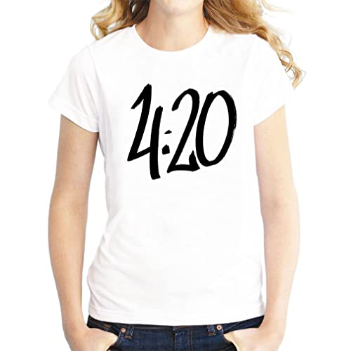 420 Time Style Funny Logo Weed Cannabis Damen T-Shirt Weiß, weiß, Large von Generic