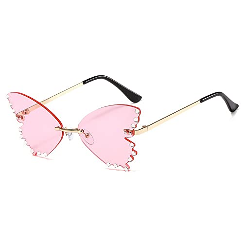 472Randlose Kristall Schmetterling Cat Eye Sonnenbrille Für Frauen Legierung Sonnenbrille Weibliche Strass Party Shades von Generic