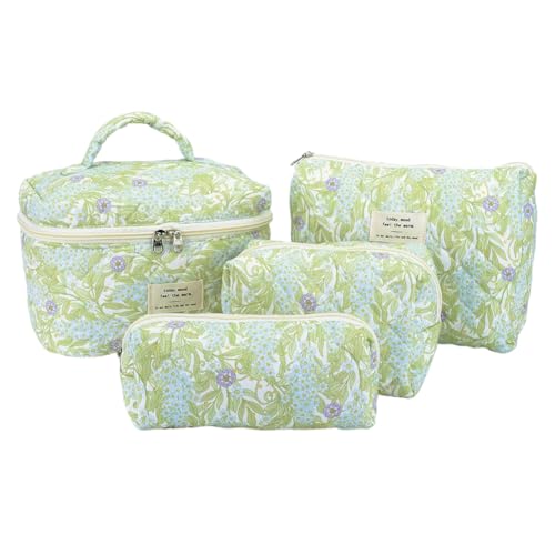4pcs Frauen Kosmetikbeutel Blumen Reisen Toilettenbeutel Baumwoll Make -up -Tasche Make -up Organizer Toiletten Organizer Beutel (e) von Generic
