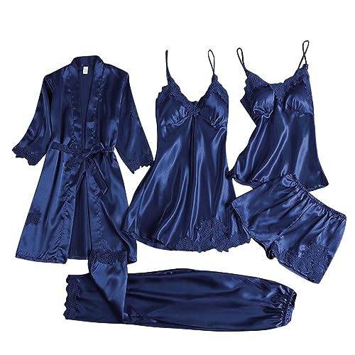 5 Stücke Sexy Dessous Unterwäsche V Ausschnitt Homewear Pyjama Chemise Dessous Sexy Für Damen rutschfeste Schultergurte Lingerie Spaghetti Träger Freizeitkleid Sleepshirt Sleepwear von Generic