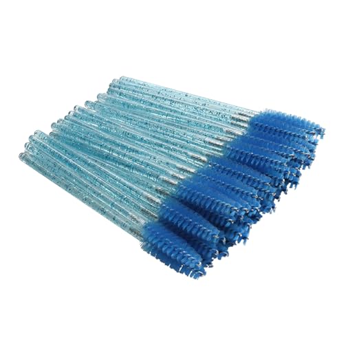 50 Stück Einweg-Augenbrauenpinsel mit Glitzer, Wimpern-Make-up-Kosmetikpinsel mit Kristallgriff Akne Entferner Gerät (Blue, One Size) von Generic