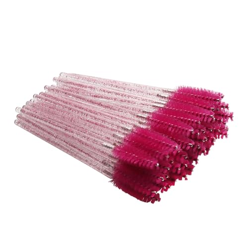 50 Stück Einweg-Augenbrauenpinsel mit Glitzer, Wimpern-Make-up-Kosmetikpinsel mit Kristallgriff Akne Entferner Gerät (Hot Pink, One Size) von Generic