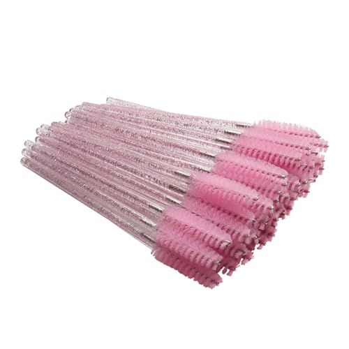 50 Stück Einweg-Augenbrauenpinsel mit Glitzer, Wimpern-Make-up-Kosmetikpinsel mit Kristallgriff Akne Entferner Gerät (Pink, One Size) von Generic