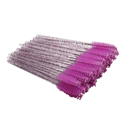 50 Stück Einweg-Augenbrauenpinsel mit Glitzer, Wimpern-Make-up-Kosmetikpinsel mit Kristallgriff Akne Entferner Gerät (Purple, One Size) von Generic