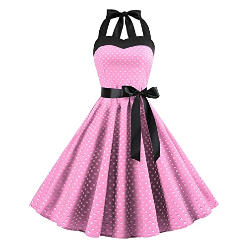 50er Jahre Kleid Damen Vintage Petticoat Sommerkleid Rockabilly Partykleid Festlich Cocktailkleid Ballkleid Swing Abendkleid Polka Dots Festkleid A Line Knielang Heimkehrkleid für Frauen von Generic