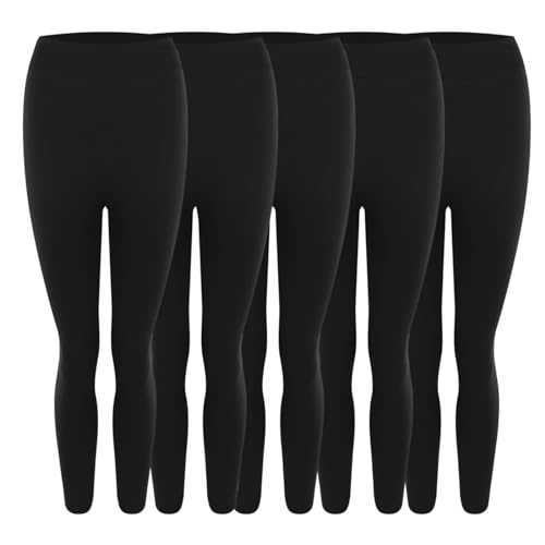 5er Pack Thermo Leggings Damen Gefüttert Leggings Fleece Thermohose Blickdicht Plüsch Thermounterwäsche Warm Strumpfhose Winter High Waist Thermoleggins Yogahose Laufhose Sporthose von Generic