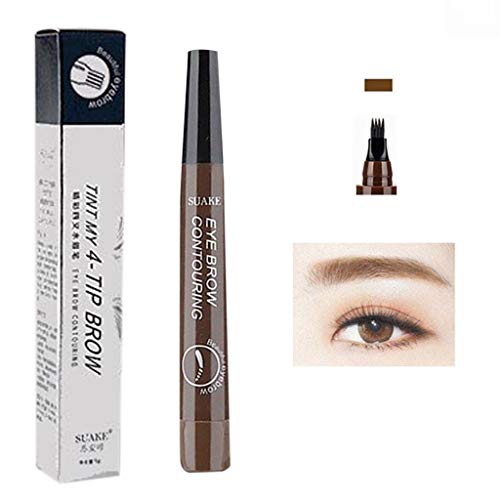 5ml Gabel Augenbraue wasserdichte Augenbraue Long Pen dauerhafte Augenbraue Bleistift Augenbrauen Farbe Blond (Dark brown, One Size) von Generic