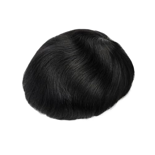 6 zoll Männer Prothese Toupet Perücke Natürliche 0,06mm Herren Haarteil Männer Prothese Patch Haar Männer (schwarz, 6x8_100%) von Generic