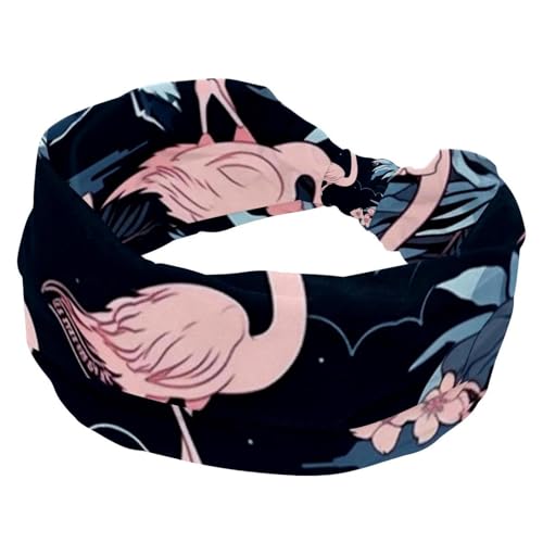 608 Stirnbänder für Damen, rutschfest, elastisch, Sport-Haarbänder für Damen, weiches Stoff-Stirnband für Workout, Yoga, modisches Haarzubehör, Flamingos und Blumen, 1 Stück von Generic