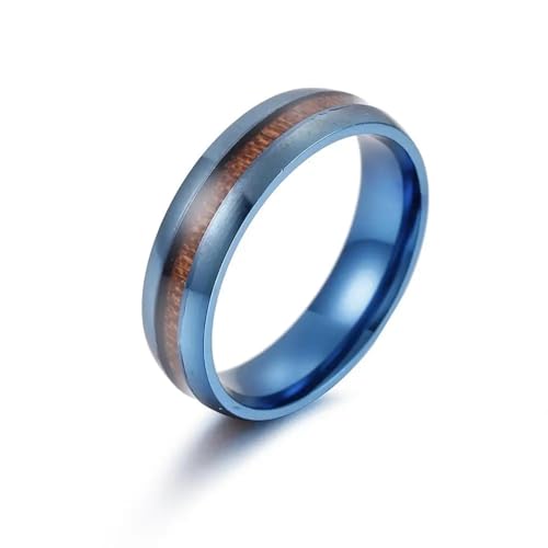 6MM personalisierter einfacher breiter gebogener Holzmaserungsring Edelstahlschmuck von Generic