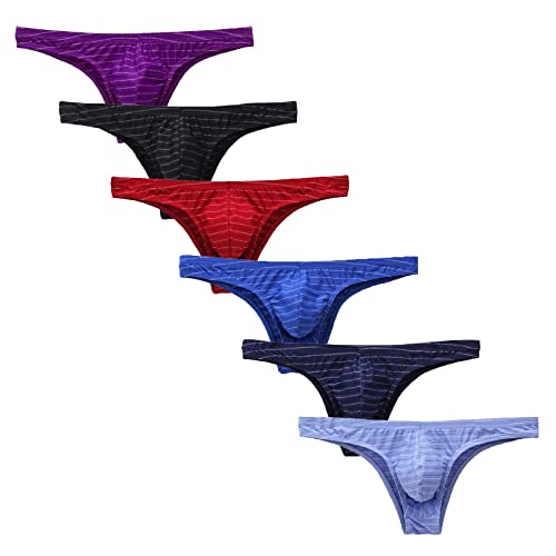 6er Pack Slips Herren Microfaser Slip Männer Slip Tanga String Sport Unterwäsche Bequeme Weiche Tangaslip Low-Rise Sportunterwäsche Mehrfarbig XL von Generic