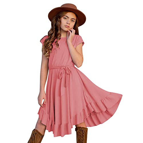 7–12 Jahre Retro-Kleidung, Kurze, kleine, Feste Rüschen, Schaukel, Rockabilly-Hülsen, Party, Vintage-Kleid, Kleider, Kleider, Mädchen Kinder von Generic