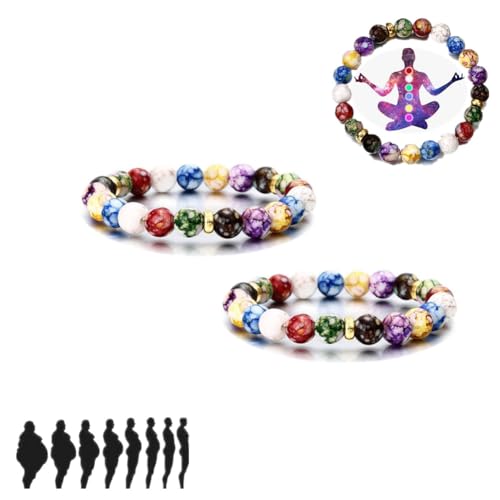 7 Chakra-Heilarmbänder mit echten Steinen, Chakra-Armbänder für Frauen, Aromatherapie-Diffusor für ätherische Öle, Yoga, Balance, Energie, ätherisches Öl, Angstlinderung, Schmuckgeschenke, 3pcs, von Generic