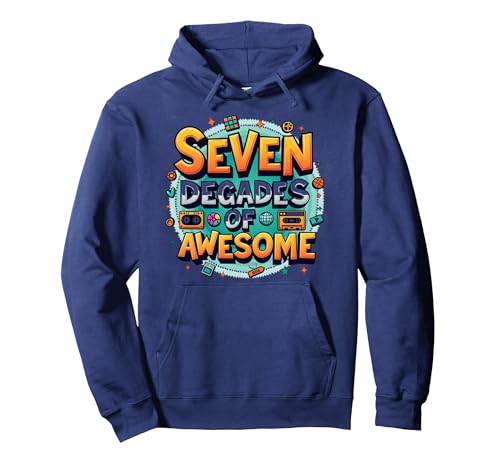 70. Geburtstag Sieben Jahrzehnte voller Geniessen für Männer Pullover Hoodie, Unisex für Erwachsene, Marineblau, M von Generic