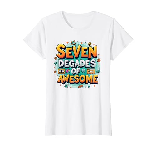 70. Geburtstag Sieben Jahrzehnte voller Geniessen für Männer T-Shirt, Damen, Weiß, XS von Generic