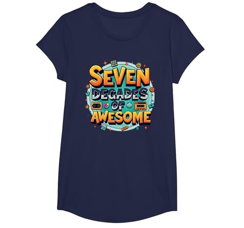 70. Geburtstag Sieben Jahrzehnte voller Geniessen für Männer T-Shirt, Girls, Marineblau, XS von Generic