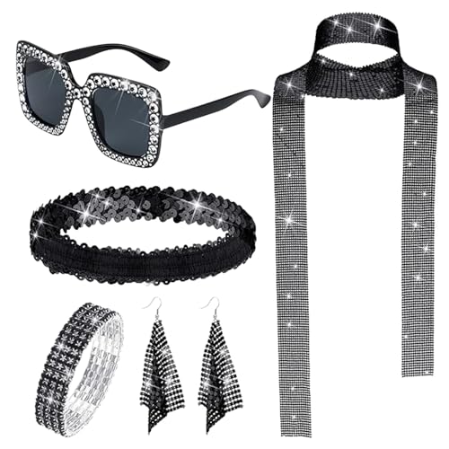 70er Jahre Disco Schmuck für Damen Disco Retro Schmuck Set Retro Kostüm Schmuck Set Neuheit Mädchen Disco Chic Festival, Fare riferimento alla descrizione, Bitte beachten Sie die Beschreibung, Siehe von Generic