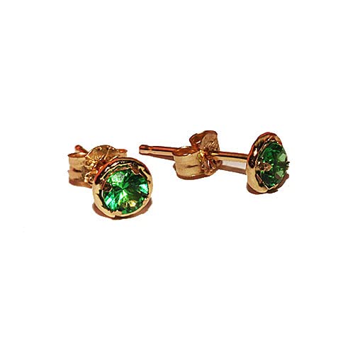 750 Gold Ohrstecker, 18 Kt, 2,75 mm Smaragd 1 Paar, 1 pair 18 ct emerald studs von Generic