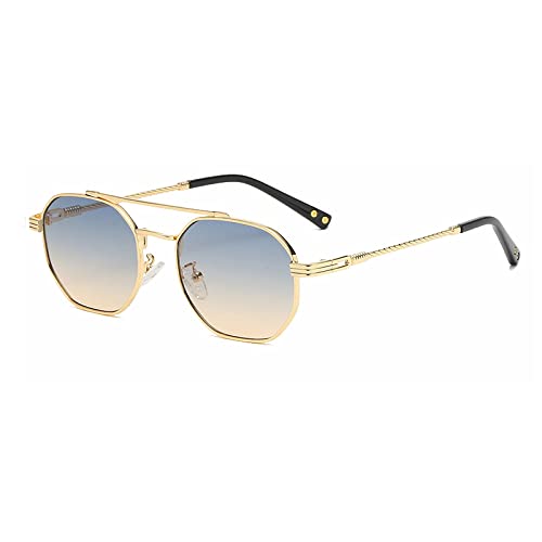 790Sonnenbrille für Herren, luxuriös, modisch, quadratisch, Retro-Sonnenbrille, Damen, klein, achteckig, Metall, Polygon, schwarz, Gafas von Generic
