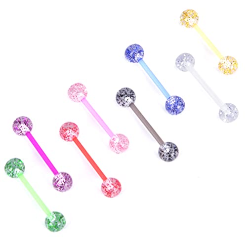 8 Teile/satz Mode Bunte Glitzer Zunge Ringe Sexy Chirurgenstahl Piercing Zunge Ohrstecker Schmuck Für Frauen Männer Verarbeitete Mode von Generic