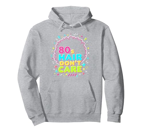 80er Jahre Hair Don't Care - Retro Damen Fashion Statement Pullover Hoodie, Unisex für Erwachsene, Grau Meliert, M von Generic