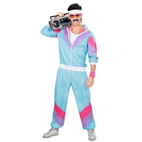 90er 80er Jahre Outfit Herren Damen Trainingsanzug Jacke Hose Anzug 80er Jahre Kleidung Herren New Kids Kostüm 80iger Schlagerparty Bad Taste Outfit Paare Karneval von Generic